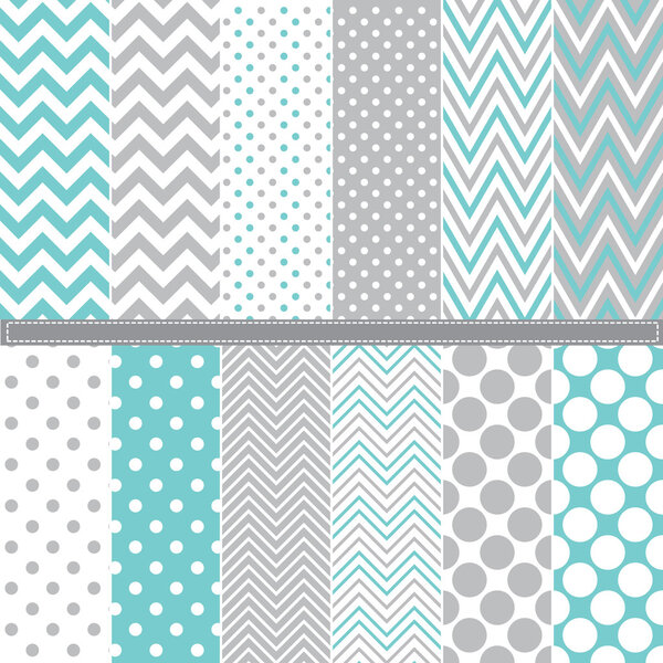 Polka Dot and Chevron seamless pattern set