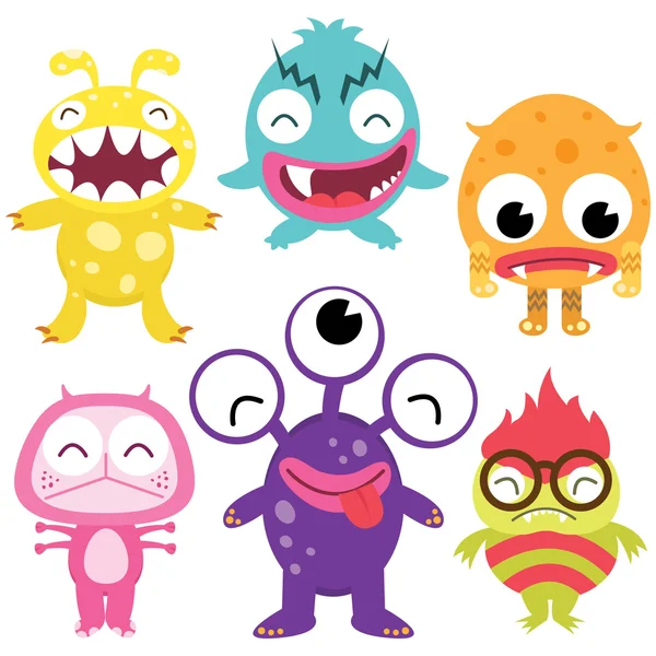 Domme schattige Monsters Set — Stockvector