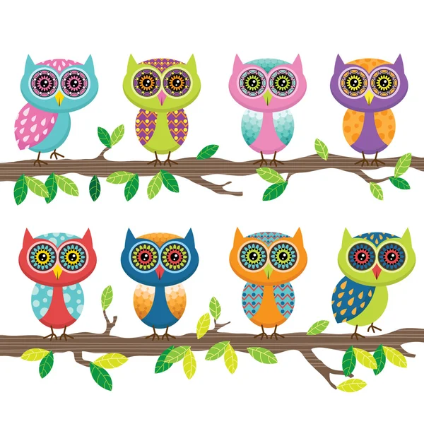 Cute Owl Insieme di raccolta — Vettoriale Stock