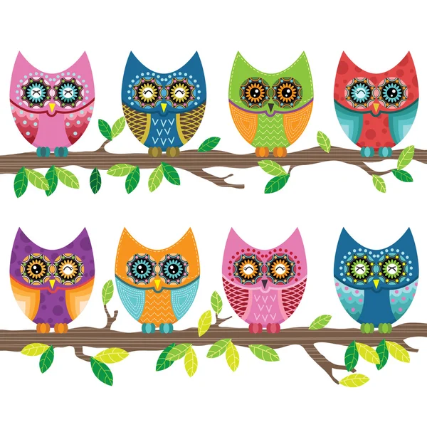 Hibou mignon coloré — Image vectorielle