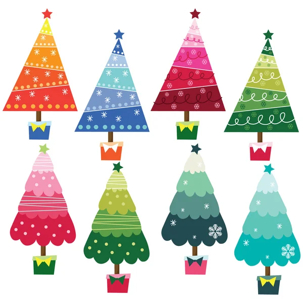 Kleurrijke kerstbomen — Stockvector