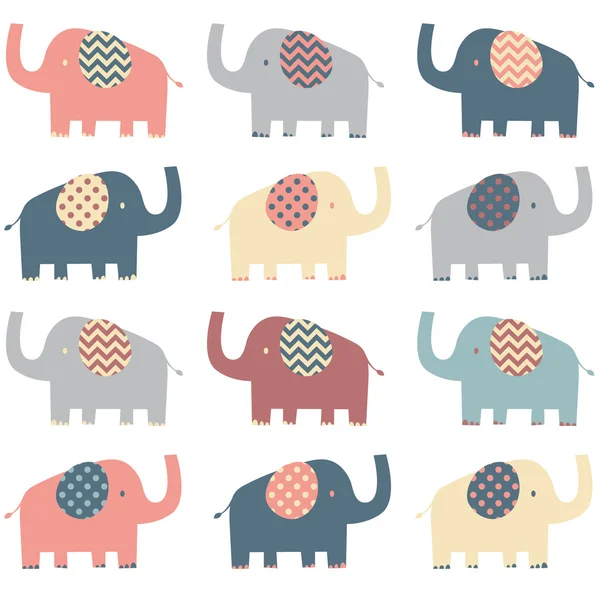 Retro Cute Elephant — Stock Vector