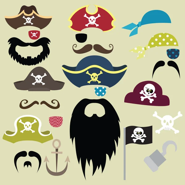 Conjunto de elementos piratas — Vector de stock