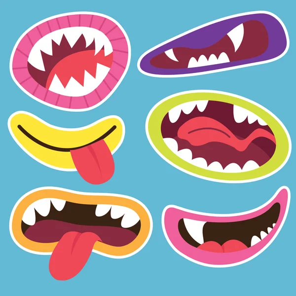 Cute Monsters Mouths — Stock Vector