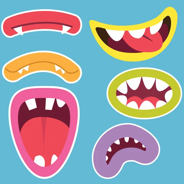 Conjunto de bocas de monstros bonitos —  Vetores de Stock