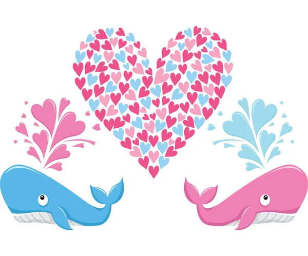 Velryba páru láska — Stockový vektor