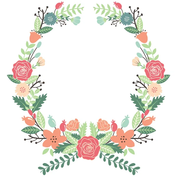 Couronne de fleurs vintage — Image vectorielle