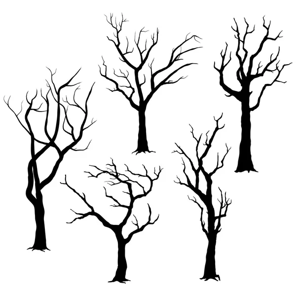 Elementos de siluetas de árbol — Vector de stock