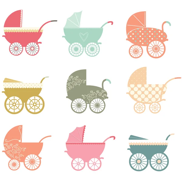 Baby Stroller Elements — Stock Vector