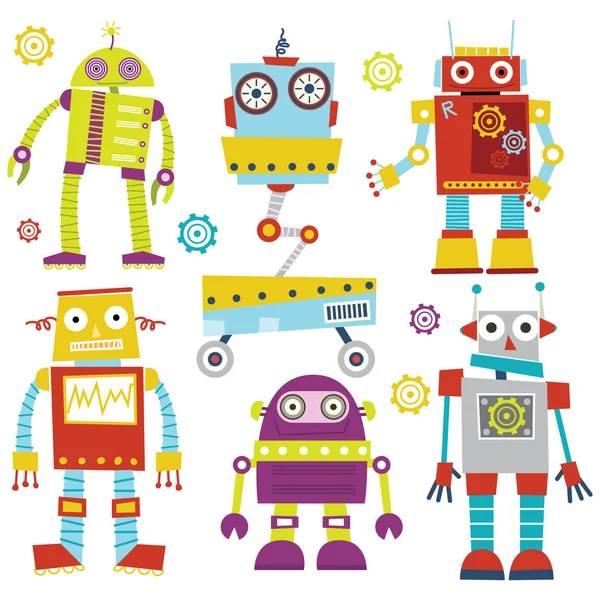 Set of Cute Robots Stock Illustration