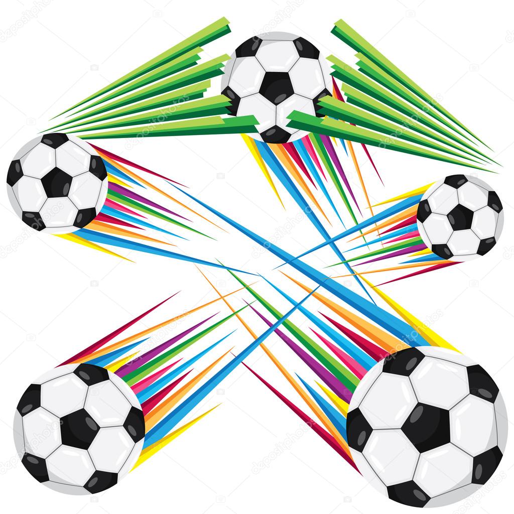 Set of vector rainbow soccer ball