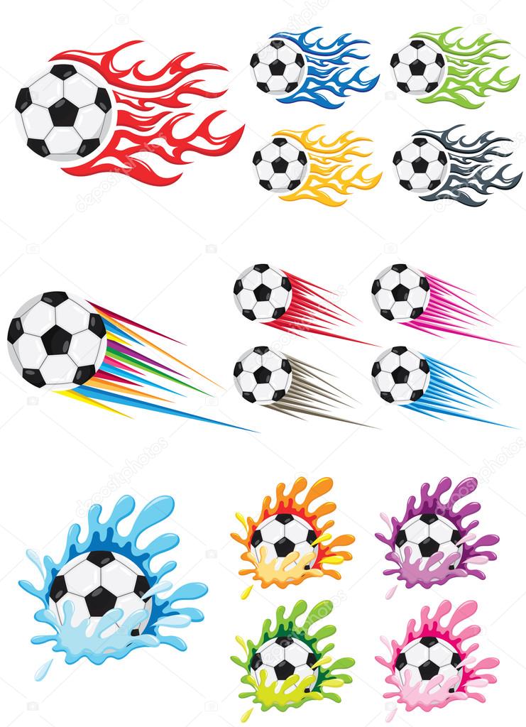 Set of vector soccer ball design elements