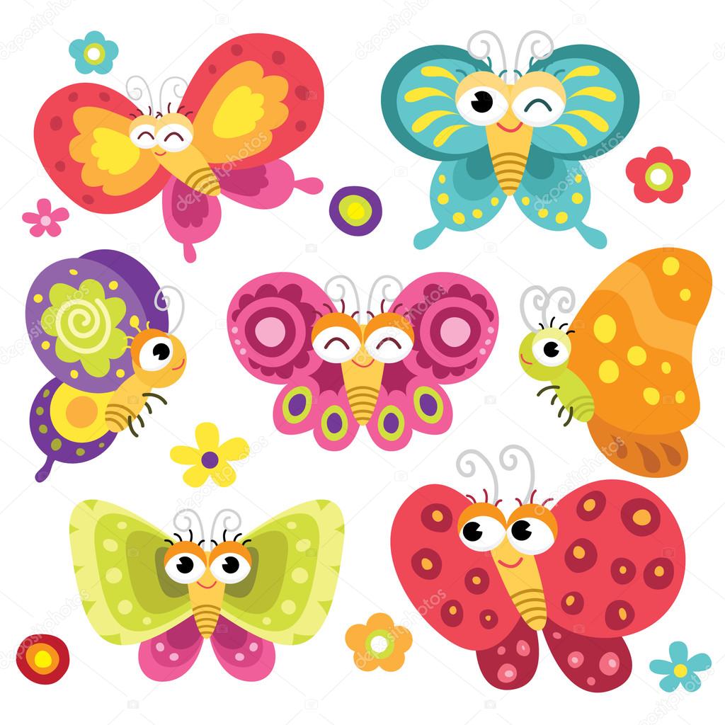 Butterfly cartoon Vector Art Stock Images | Depositphotos
