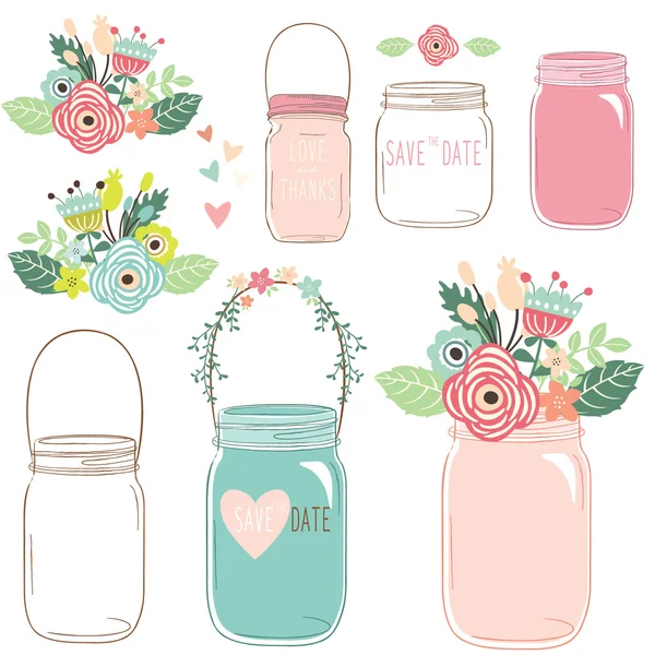 Bloem mason jar — Stockvector