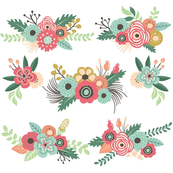 Set de flores vintage — Archivo Imágenes Vectoriales