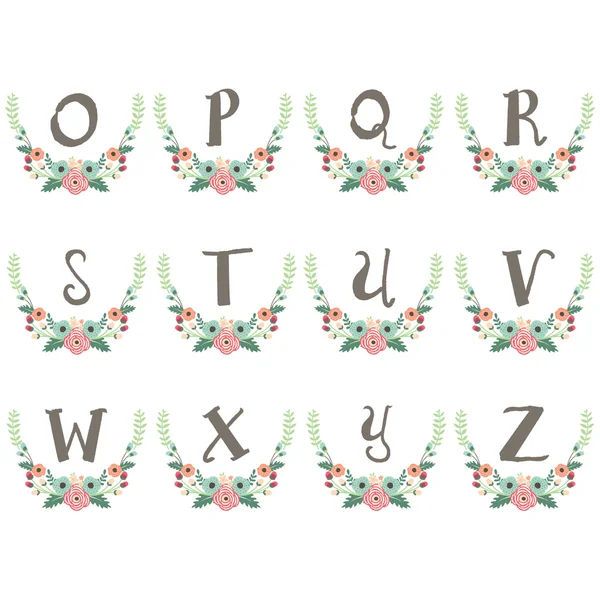 Monogram Wreath Table Card O to Z — Stock Vector