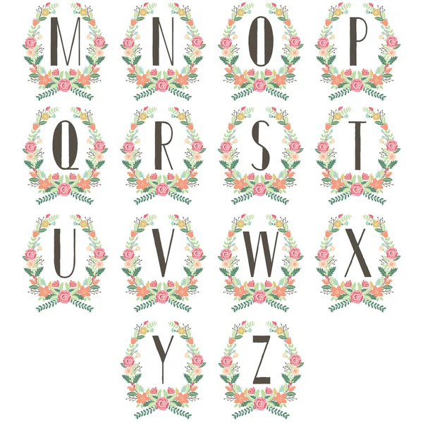 Cartão de mesa de coroa de monograma M a Z — Vetor de Stock
