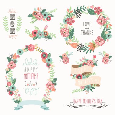 Mutlu anneler günü öğeleri