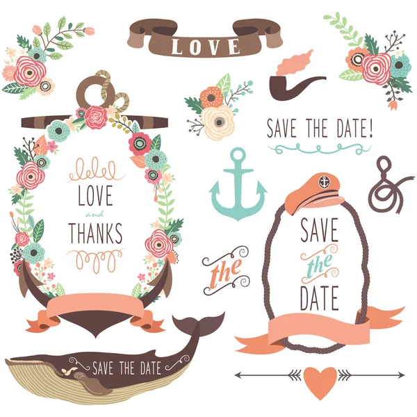 Nautical Sea Wedding Collections Stock Illustration
