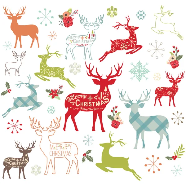 Christmas Reindeer Design Elements Stock Vector