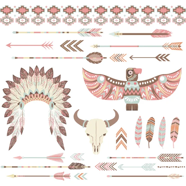 Plemiennych Indian obiekty clipart Kolekcje — Wektor stockowy