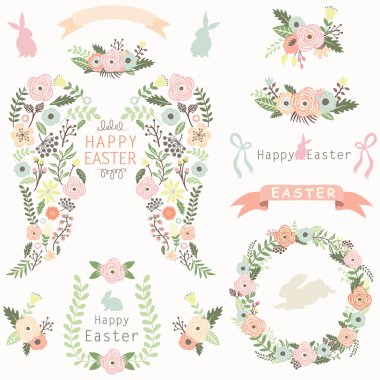 Floral Angel Wing Easter Elements
