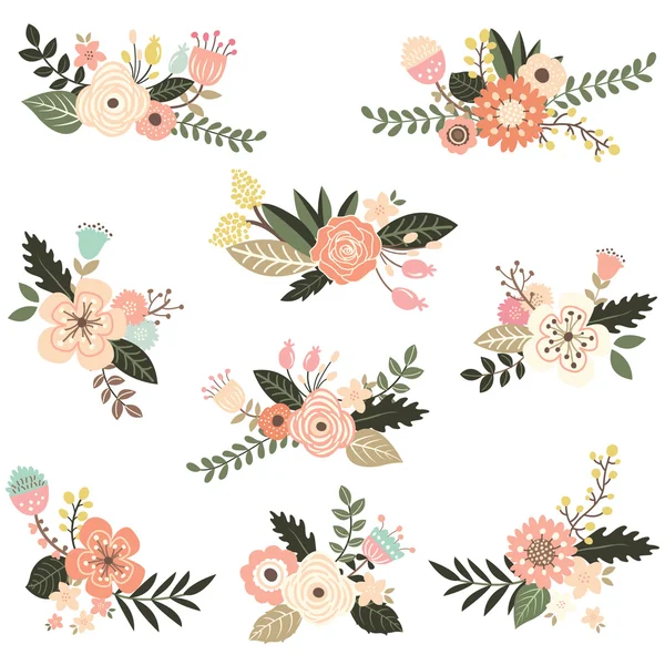 Colección de ramo floral — Vector de stock