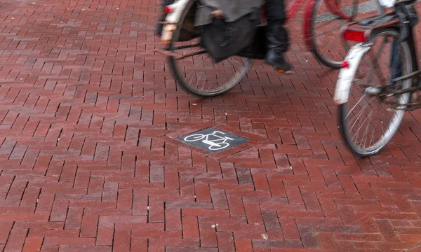 Bike symbol marks cycle path in Amsterdam