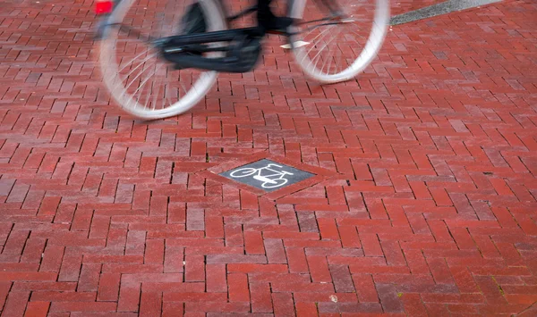 Bike symbol marks cycle path in Amsterdam