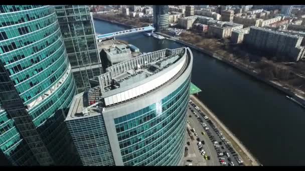 Moscow City cityscapes çekim hava — Stok video