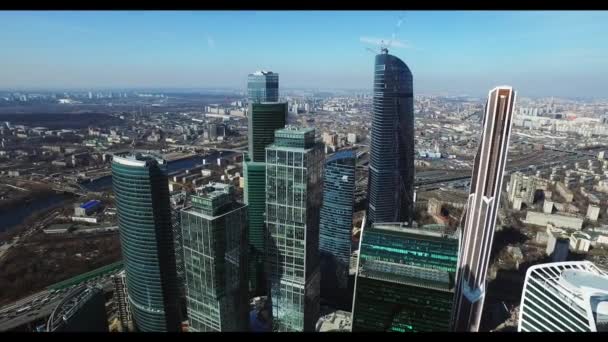 Moscow City letecké fotografování městské — Stock video
