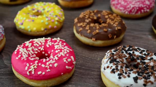 Färgglada Donut närbild — Stockvideo