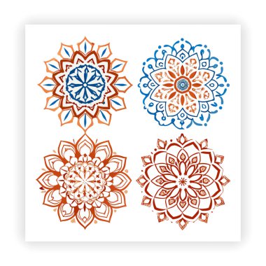 Renkler için mandala tasarımı. Vektör çiçek mandala. Geometrik süslemeli mandalas Özet Vektörü