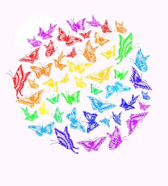 Cor do arco-íris borboleta em um círculo — Fotografia de Stock