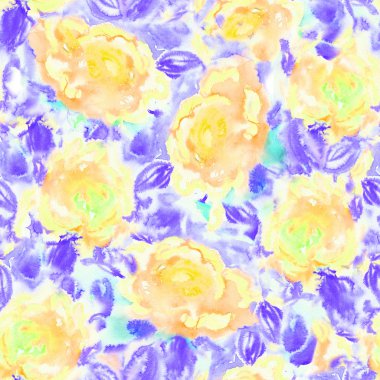 Dikişsiz çiçek suluboya desen.