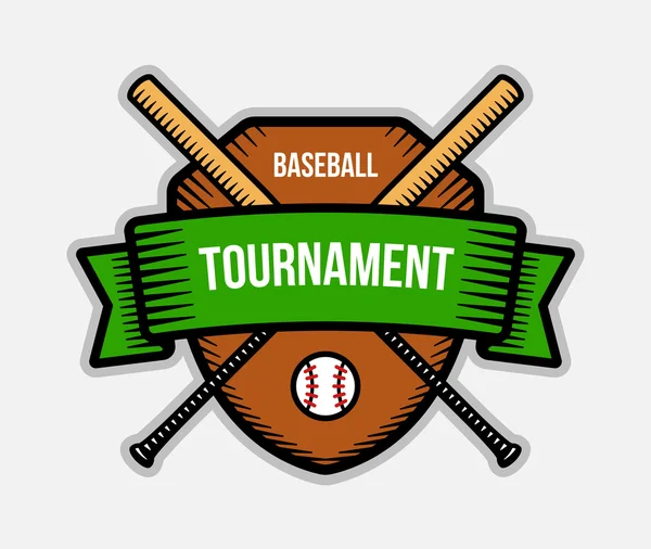 Baseball vector logo. Summer team sport tournament. Color badge, shirt mascot design. — Stock Vector
