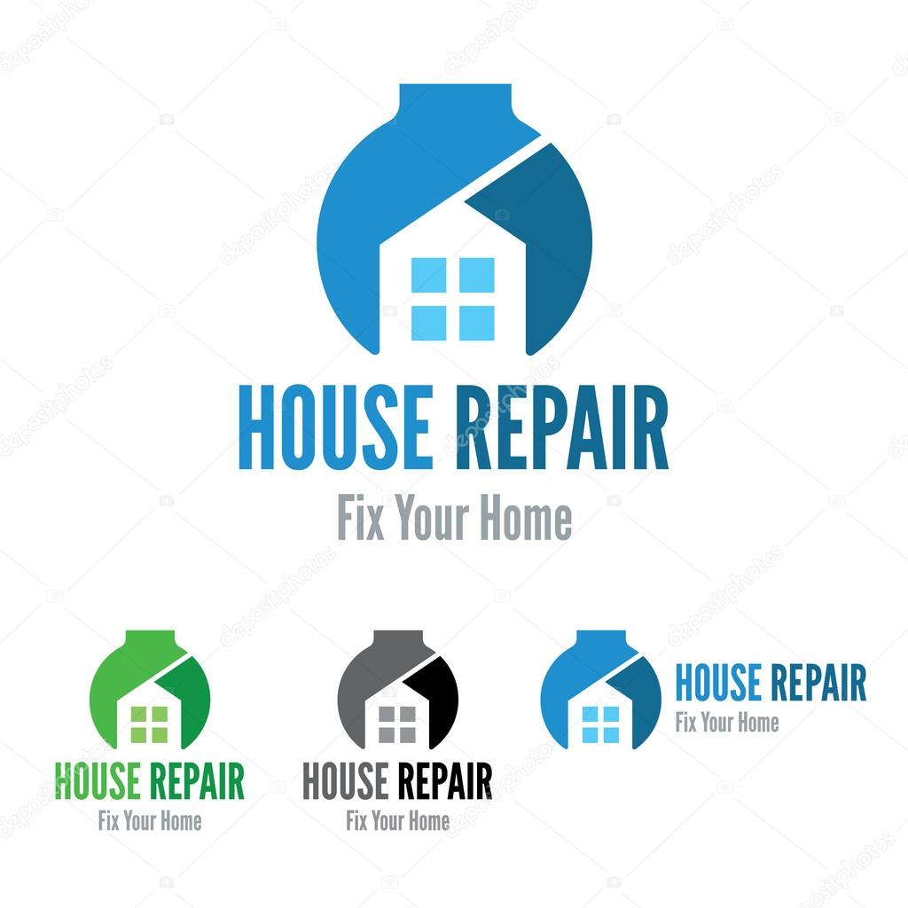 House repair, maintenance & construction company wrench house logo