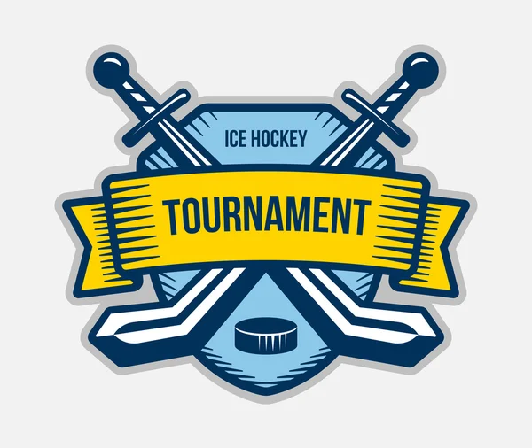 Hockey sobre hielo logo del equipo de deportes de invierno. Torneo, campeonato, club de secundaria . — Foto de Stock