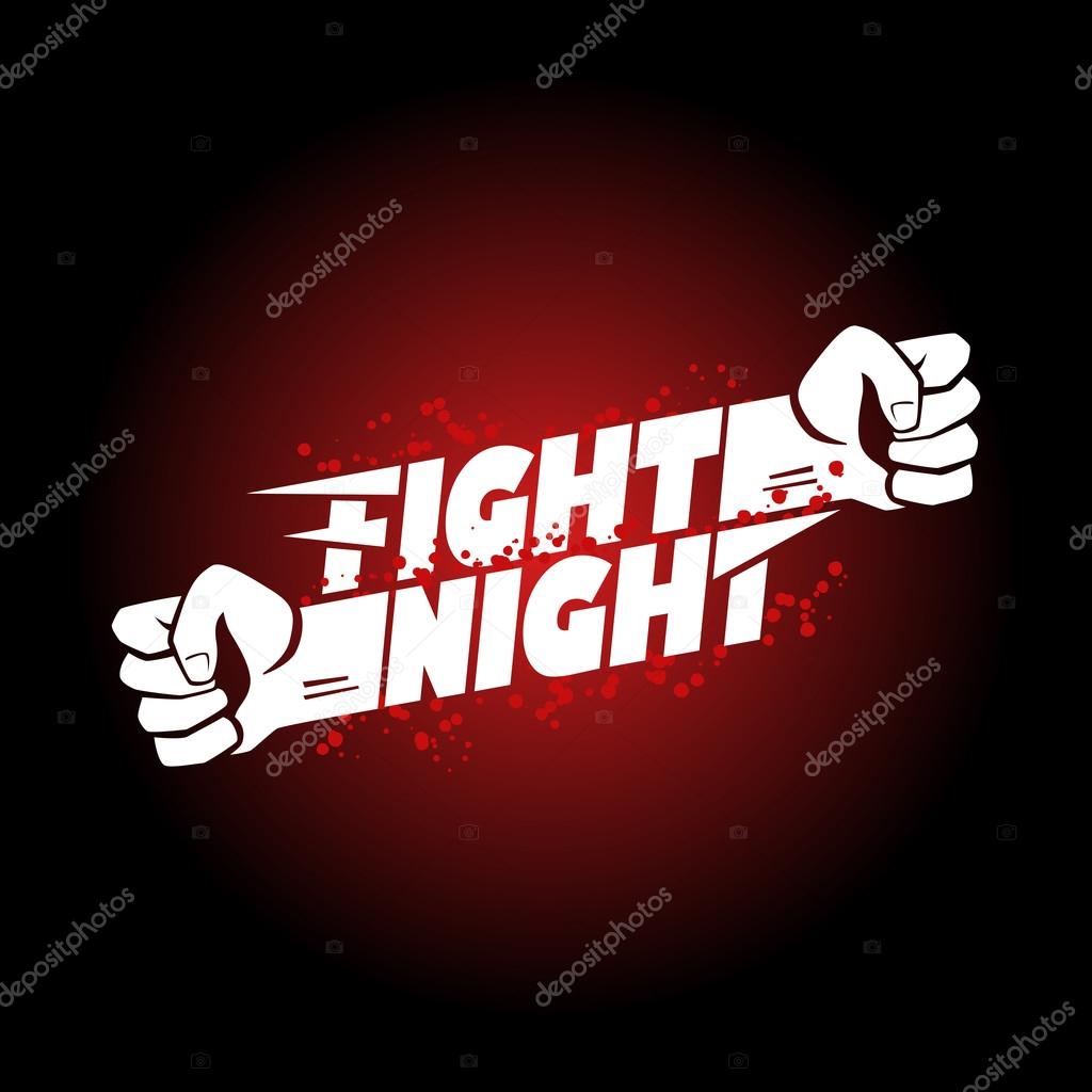 Fight night mma event poster logo template with lettering.