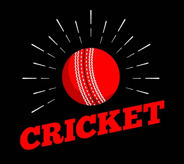 Vector Cricket Sport Ball Logo Icon Sun Burtst Print Hand — Stock Vector