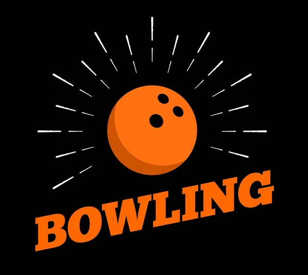 Vektor Bowling Sportovní Míč Logo Ikona Slunce Burtst Tisk Ručně — Stockový vektor
