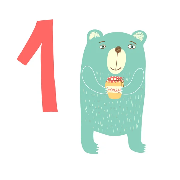 Engraçado desenho animado bonito urso — Vetor de Stock