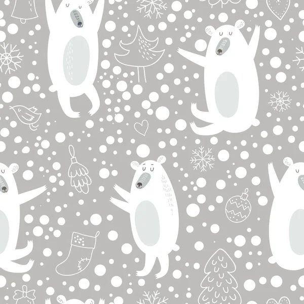 북극곰과 크리스마스 패턴 — 스톡 사진