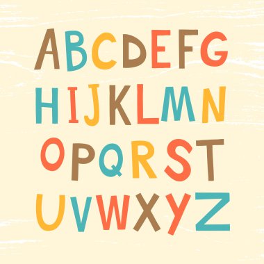 alfabeto colorido retro 
