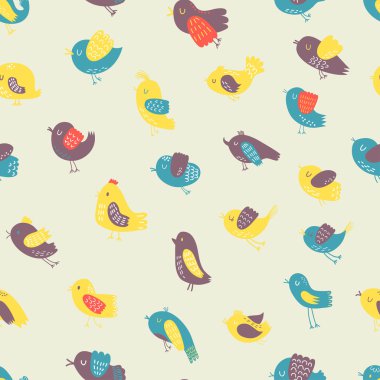 Sevimli kuşlarla kusursuz desen. 