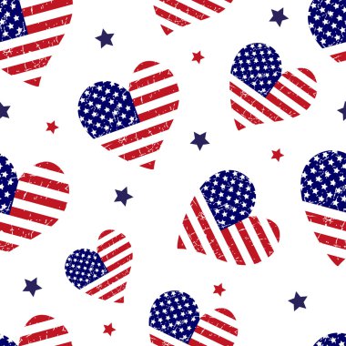 Amerikan bayrağı arka plan yürekleri. 