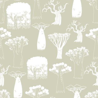 Set of rare trees clipart