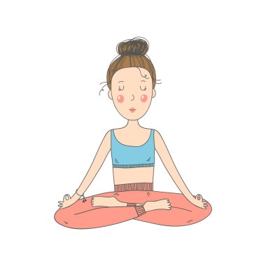 Yoga lotus pozisyonda oturan kadın.