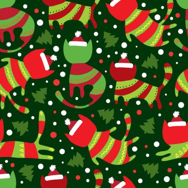 Kediler yeni yıl desen