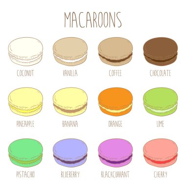 Küme farklı macaroons 
